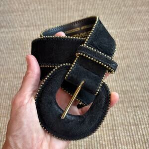 🖤 Sostanza | Size Large | Black Suede Gold Studded Belt